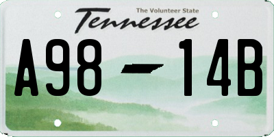 TN license plate A9814B