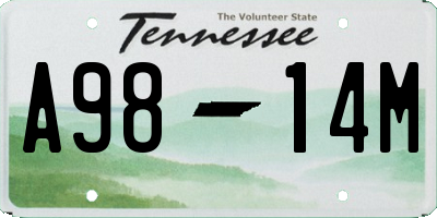 TN license plate A9814M