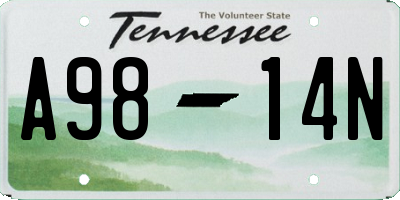 TN license plate A9814N