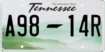 TN license plate A9814R