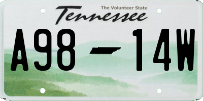 TN license plate A9814W