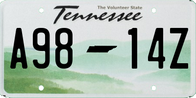 TN license plate A9814Z