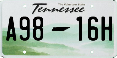 TN license plate A9816H