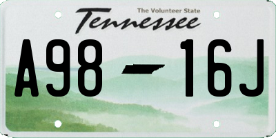 TN license plate A9816J