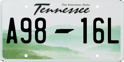 TN license plate A9816L