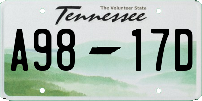 TN license plate A9817D