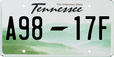 TN license plate A9817F