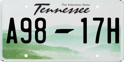 TN license plate A9817H