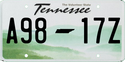 TN license plate A9817Z