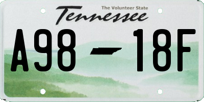 TN license plate A9818F