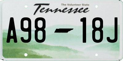 TN license plate A9818J