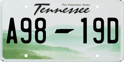 TN license plate A9819D
