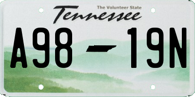 TN license plate A9819N