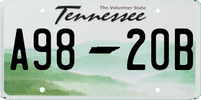 TN license plate A9820B