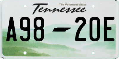 TN license plate A9820E