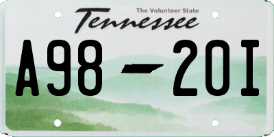 TN license plate A9820I
