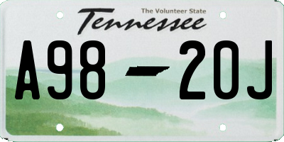 TN license plate A9820J