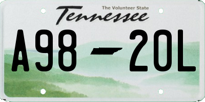 TN license plate A9820L