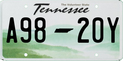 TN license plate A9820Y