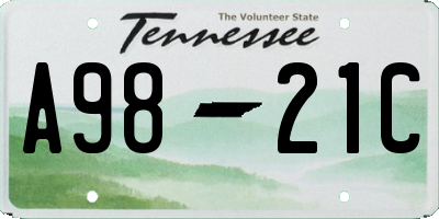 TN license plate A9821C
