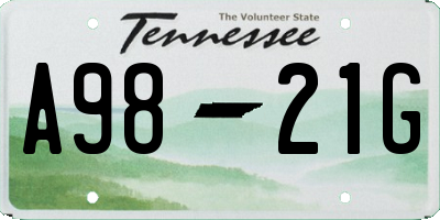TN license plate A9821G