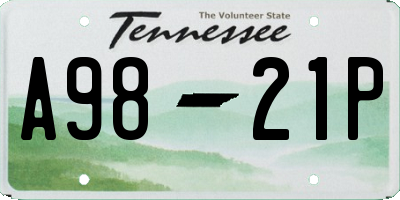 TN license plate A9821P