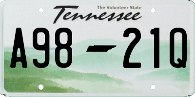 TN license plate A9821Q