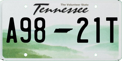 TN license plate A9821T
