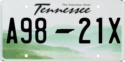 TN license plate A9821X