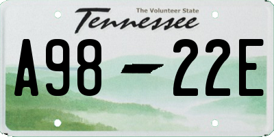 TN license plate A9822E