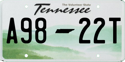 TN license plate A9822T