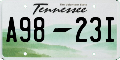 TN license plate A9823I