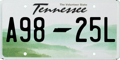 TN license plate A9825L