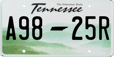 TN license plate A9825R