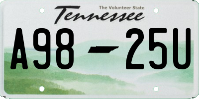 TN license plate A9825U