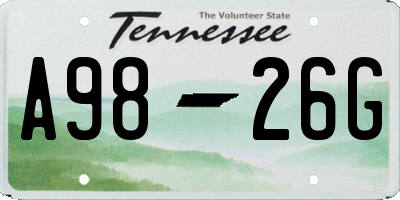 TN license plate A9826G