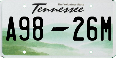 TN license plate A9826M