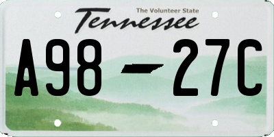 TN license plate A9827C