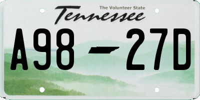 TN license plate A9827D