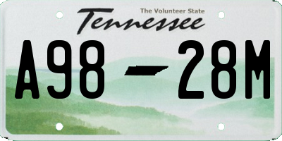 TN license plate A9828M