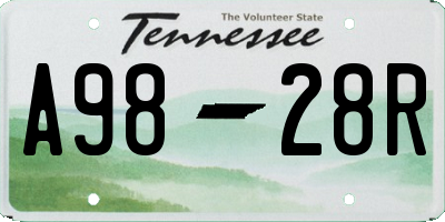 TN license plate A9828R