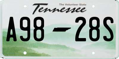 TN license plate A9828S