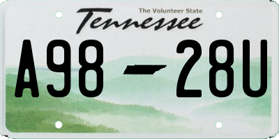 TN license plate A9828U