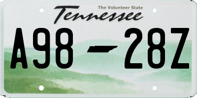 TN license plate A9828Z