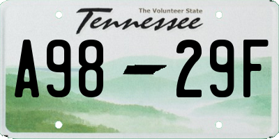 TN license plate A9829F