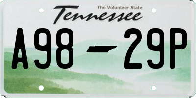 TN license plate A9829P