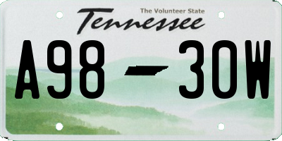TN license plate A9830W