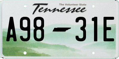 TN license plate A9831E