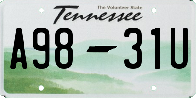 TN license plate A9831U