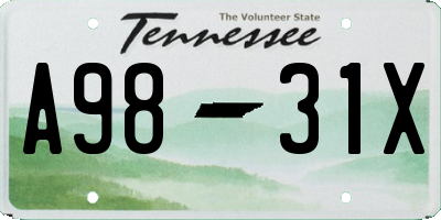 TN license plate A9831X